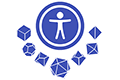 Accessible RPG Logo - Polyhedral dice partially surrounding a human symbol